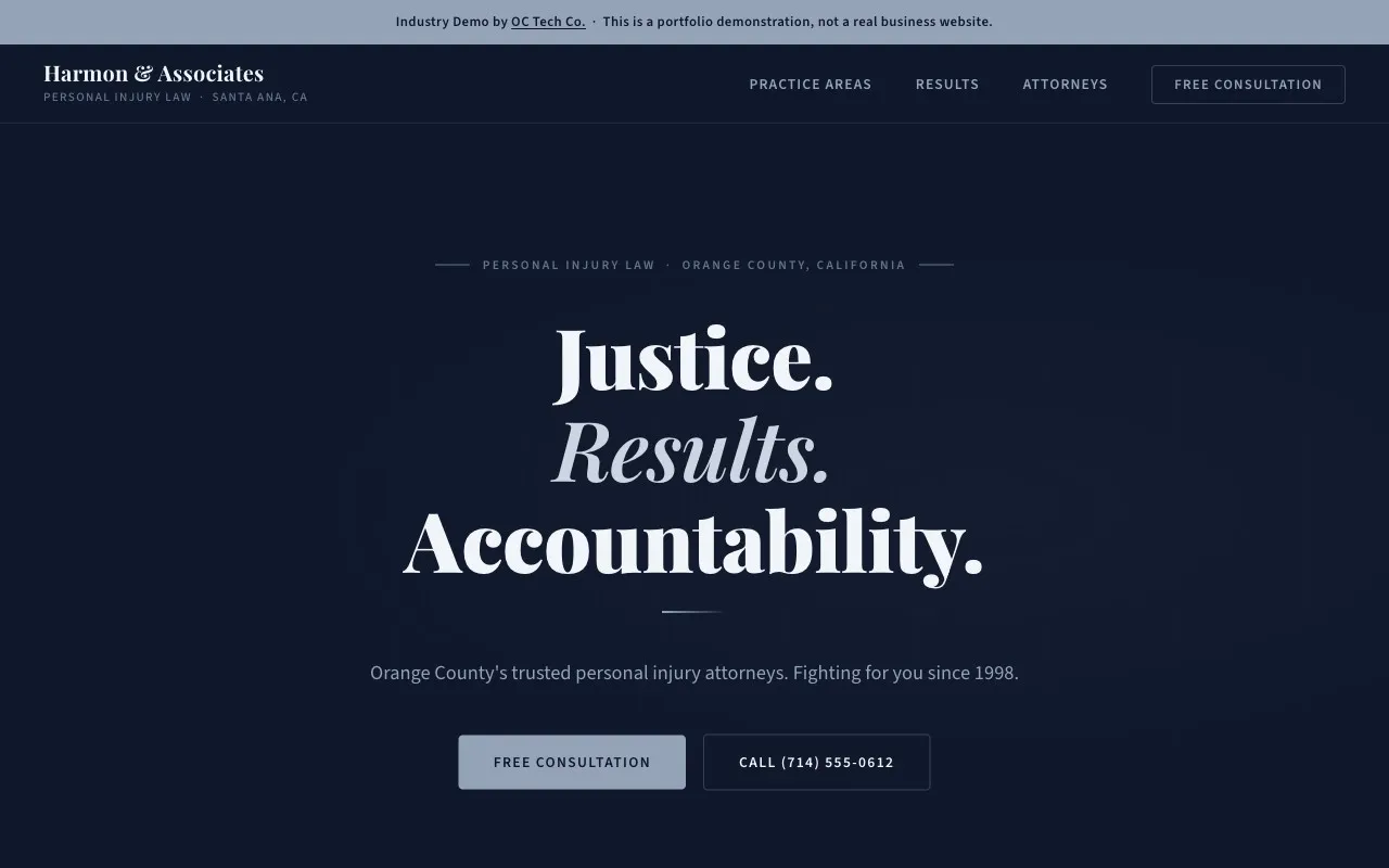 Law firm website demo by OC Tech Co.