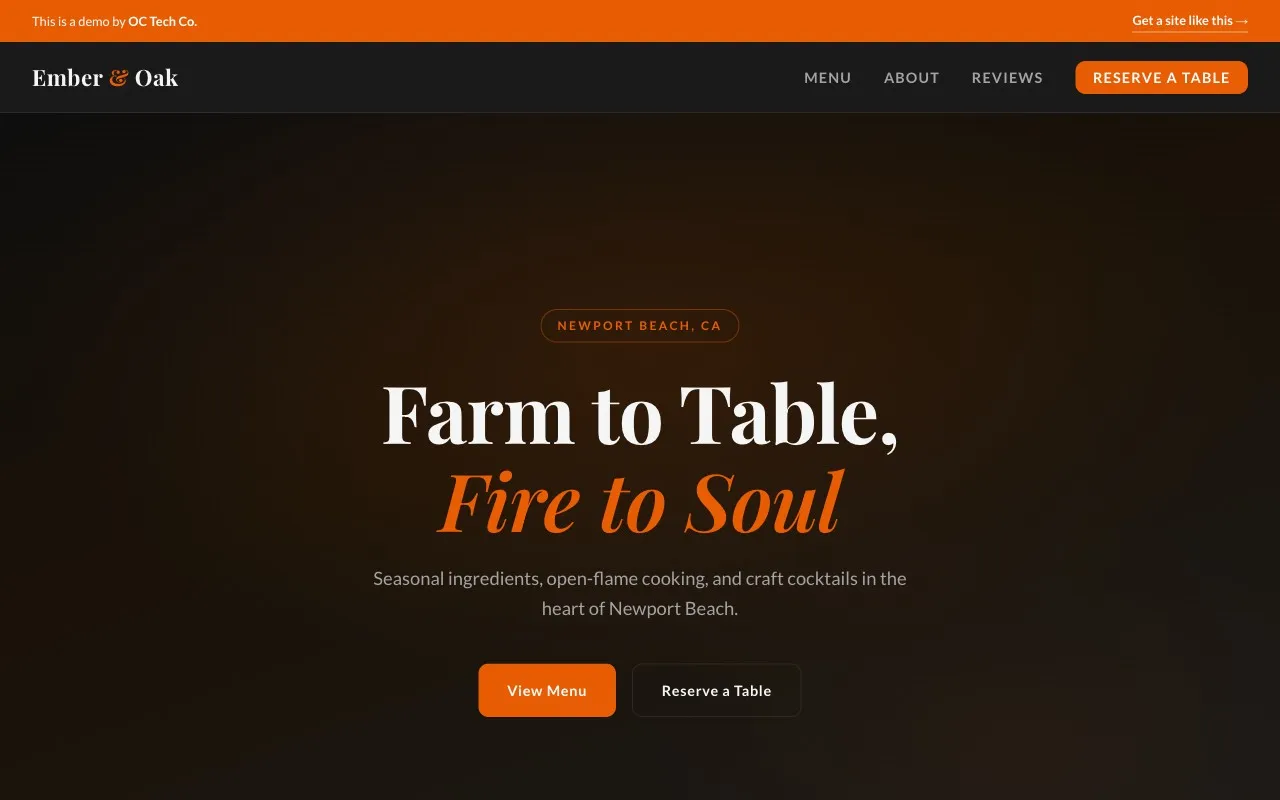 Restaurant website demo by OC Tech Co.